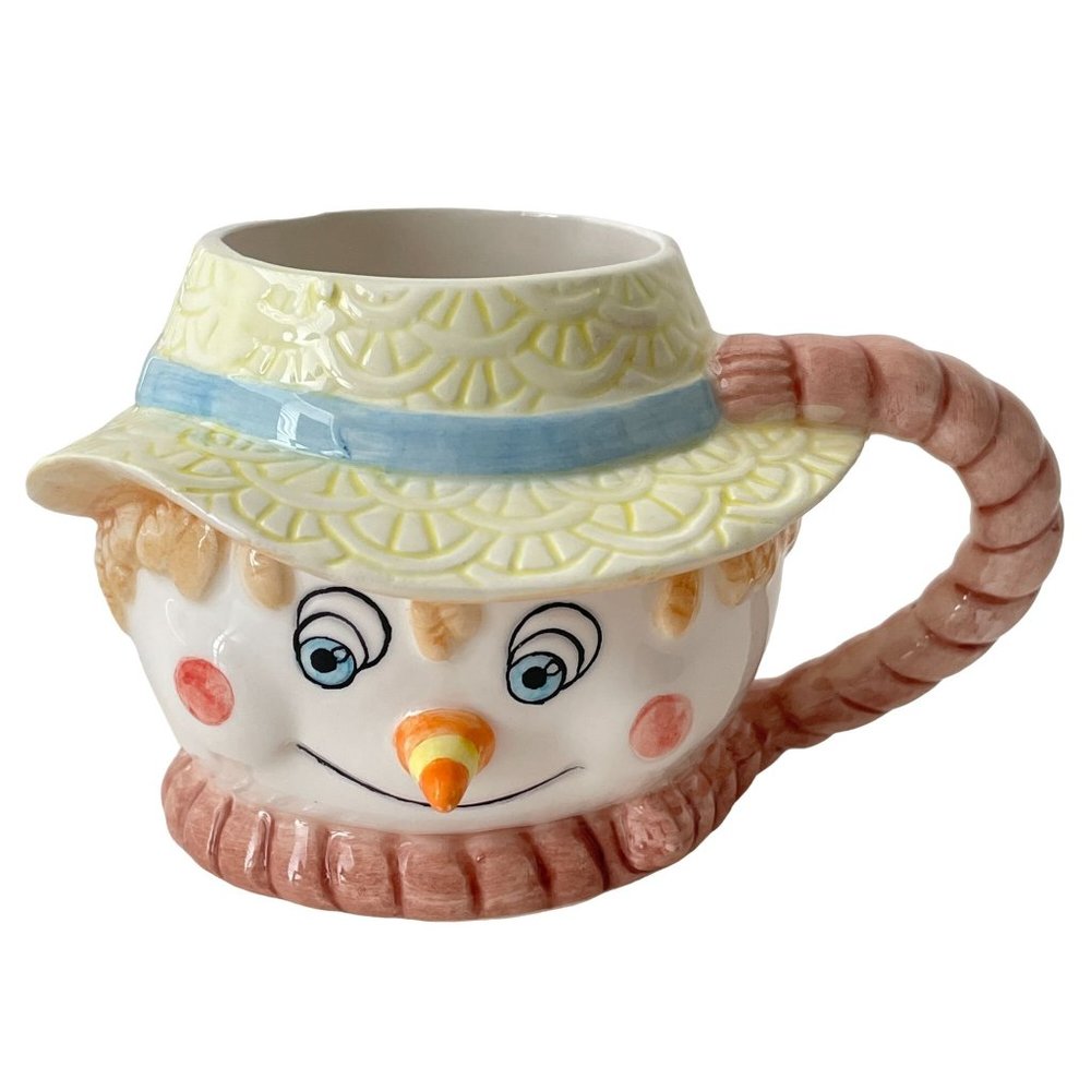 Vintage Wang's Mug Scarecrow Harvest 3D Figural Face Coffee Tea Cup‎